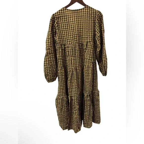 ASOS-Plaid Yellow & Black V-Neck Dress - Picture 2 of 4